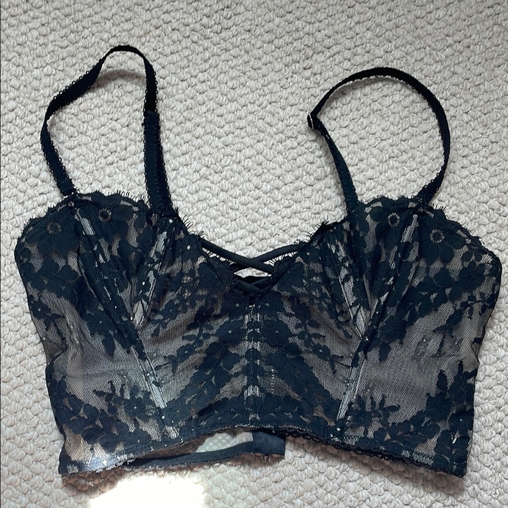 Victoria's Secret Black Lace Bra with Adjustable Straps
